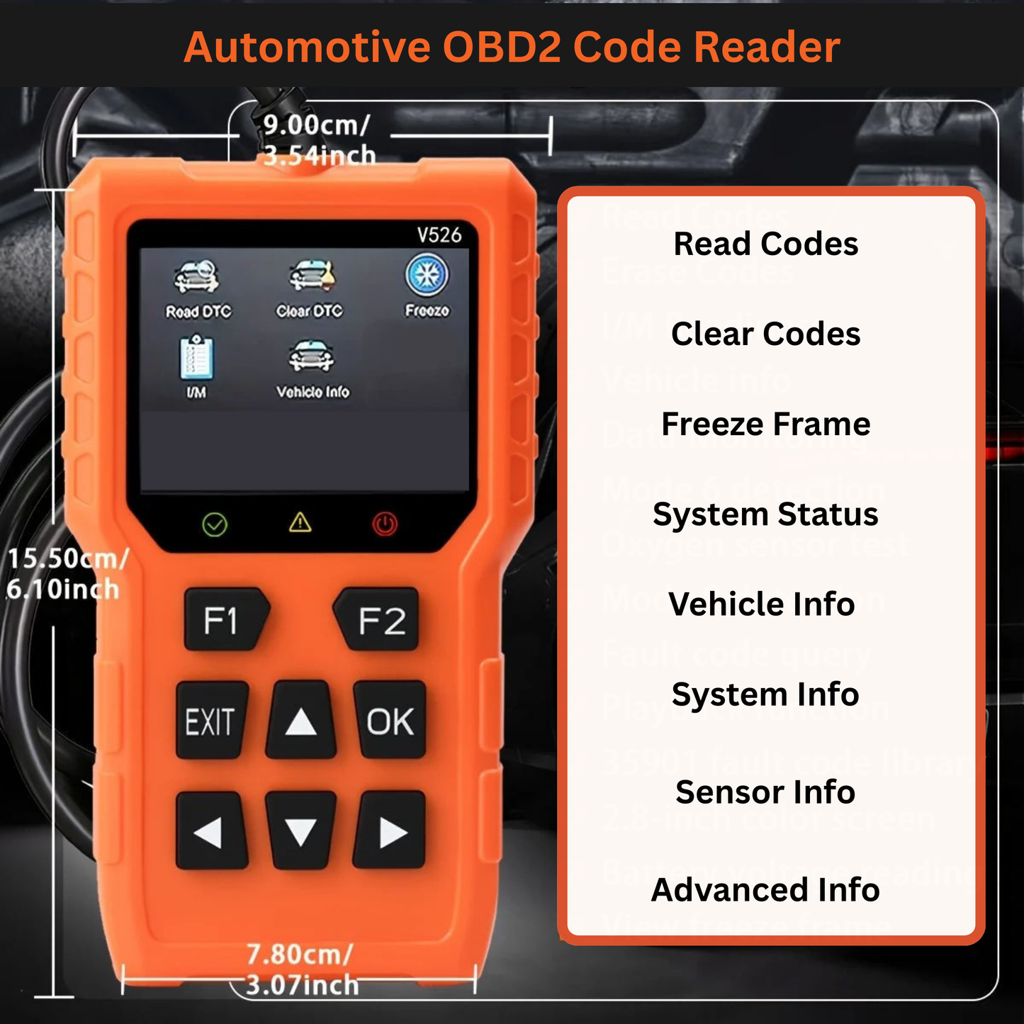 OBD2 Code Reader (Wired) – 2.8" Color Screen for OBDII Vehicles (1996+)